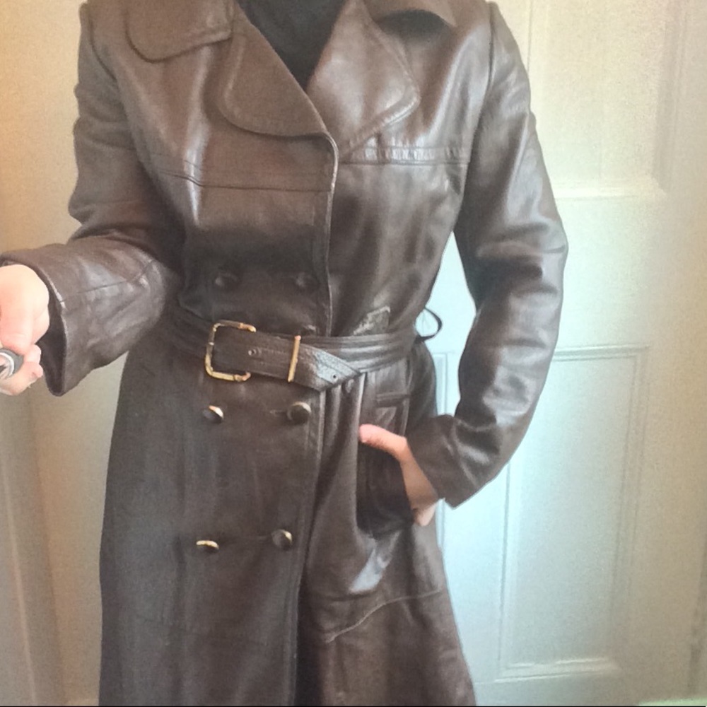 Vintage ‘70s Leather Belted Trench - Classic